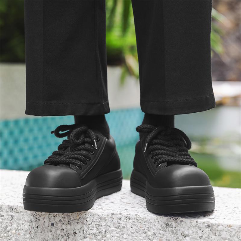 Fashion Men's thick soled board shoes classics Black trendy style Leisure Outdoor Fashion Party Daily casual height increasing shoes