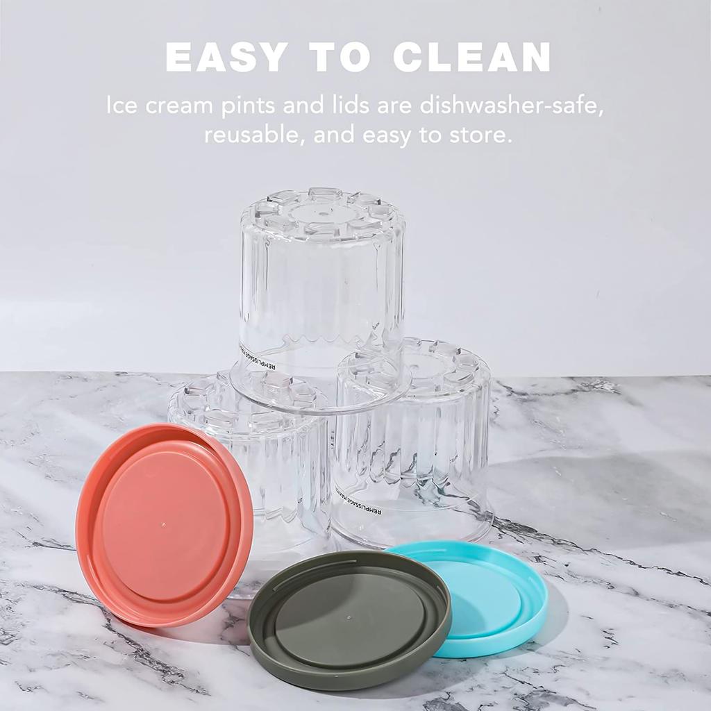 Ice Cream Pints Cup Dessert Freezer Storage Cup Yogurt Tub Lid Containers Pudding Tubs Reusable For NC301 NC299AMZ NC300