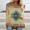 New 3D Ethnic Tribal Style Printed Round Neck Women's T-shirt Long-sleeved Bottoming Shirt Casual Loose Top Breathable Pullover