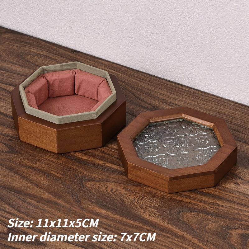 Crabapple Flower Glass Bracelet Box Luxury Jade Bracelet Storage Boxes Solid Wood Gold Antique Bracelets Organizer Boxes