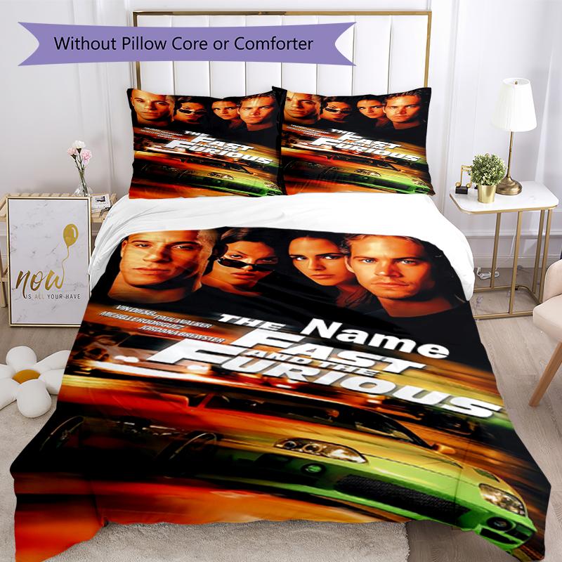Set Biancheria da Letto Fast & Furious Personalizzato con Nome 3 Pezzi Copripiumino Chiusura Include 1 Copripiumino & 2 Federe, Morbido e Confortevole per Tutte le Stagioni.