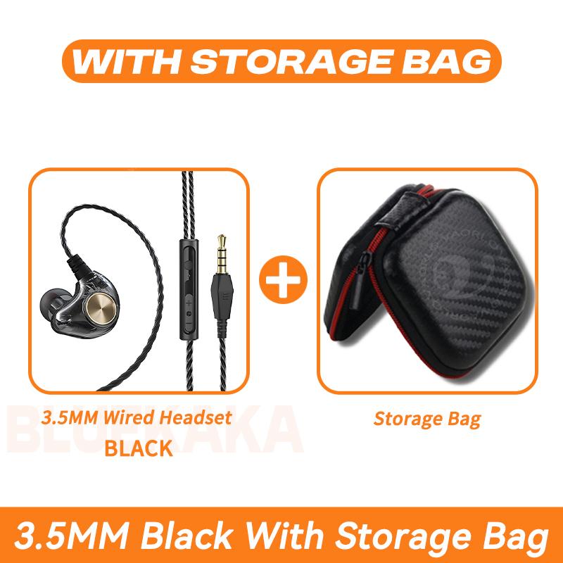 

HIFI Дротові навушники з важкими басами 3,5 мм AUX Вставні Ігрова гарнітура Динамічні музичні навушники Стерео Навушники-вкладиші з шумозаглушенням з мікрофоном Black With Bag