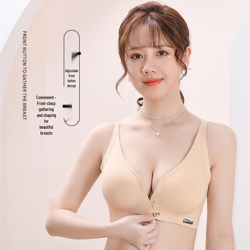 Skin-friendly Front Clasp Seamless Camisole Bra: Wire-free, Anti-sagging, Back-enhancing, Armpit Fat Gathering for Women