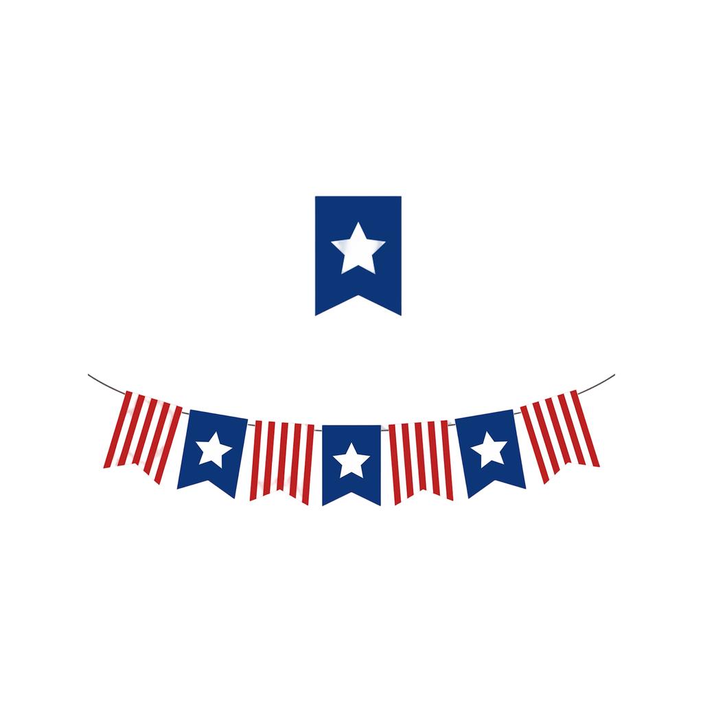 Patriotic with Star and Stripe Pattern for Indoor Outdoor Event Decor Hanging Flag Garland for Celebrations Parties