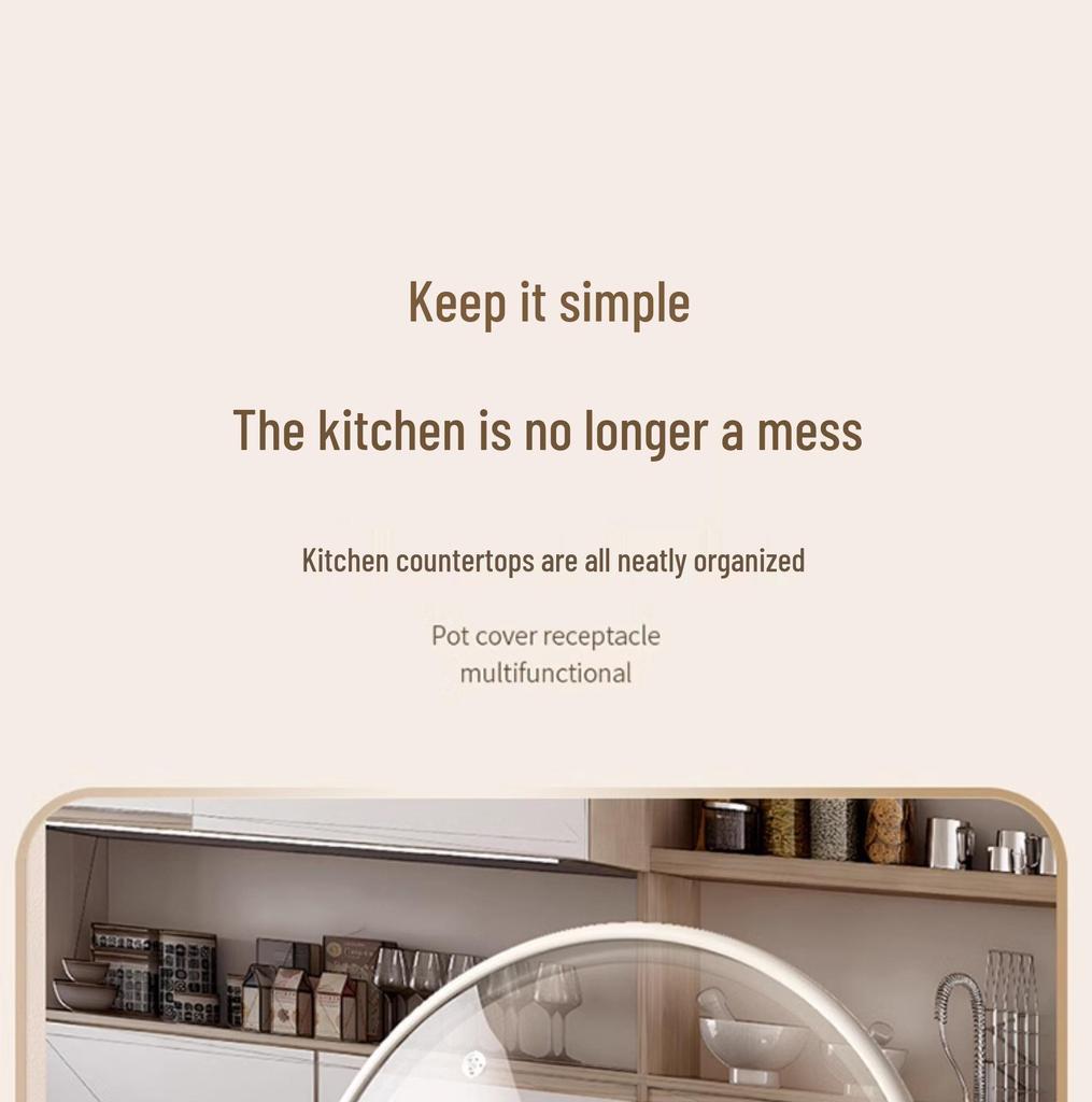 Cream Multifunction Kitchen Rack: Lid, Spoon & Spatula Organizer