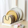 Countertop Dish Rack Pot Lids Rack Pan Lids Organizer with Adjustable Compartments for Bakeware And Dinner Plates Cabinet Kitchen Counter
