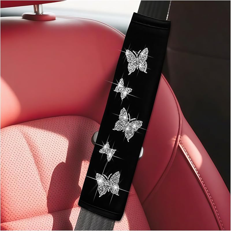 2PCS Car Seat Belt Covers, Polyester Fiber Vehicle Seatbelt Cushion Pad Protector, Automotive Safe Strap Cover Pad Help Protect Neck And Shoulder,