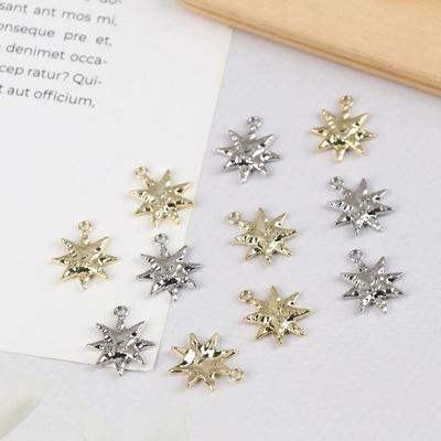 10Pcs Simple Alloy Octagonal Star Pendant For Diy Bracelets Necklaces Jewelry Making Accessories