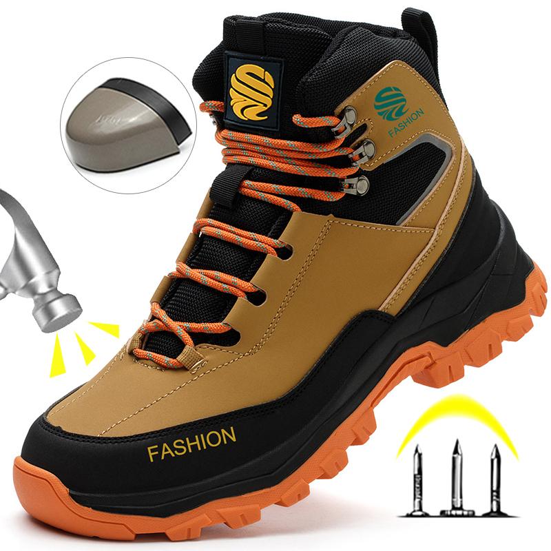 Nuove scarpe antinfortunistiche da uomo, stivali alti da lavoro, scarpe da ginnastica con punta in acciaio, stivali da lavoro anti-perforazione, scarpe indistruttibili