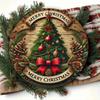 Retro Christmas Tree Metal Tin Sign Round 8 Inch Engraved Wall Art Home Bar Cafe Holiday Decor