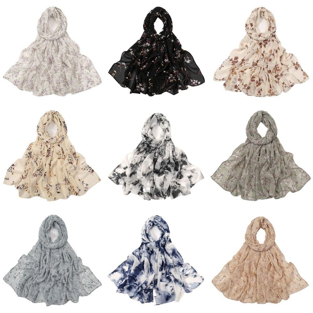 Skin-friendly Long Shawl Chiffon Printing Pashmina Light Luxury Wrap Hijab  for Woman