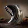 Handmade Viking Horn Mug, Genuine Natural Curved Tankard, Rustic Norse Bar Decor Gift