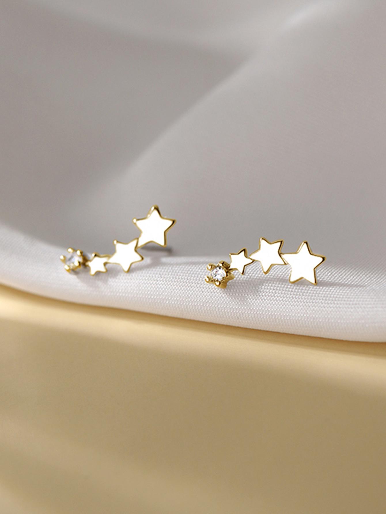 

Европейско-американская мода циркон звезда медные серьги