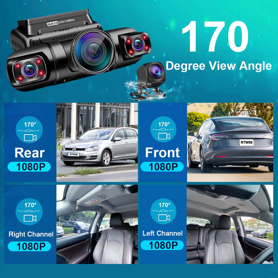 4 Channel 1080P Car DVR WiFi GPS 4 Lens 170 Degree with Rear Camera Dash Cam Dual 8 Infrared Light Night Vision Car Camera