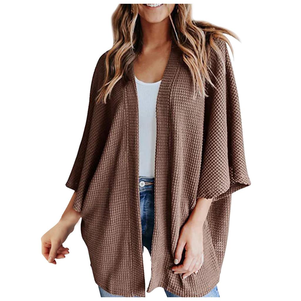 Women's Fashion Solid Color Loose Cardigan Sweater Knit Shirt T-Shirt Tops