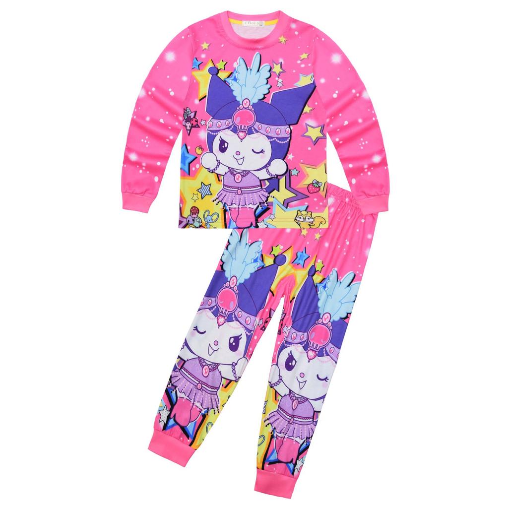 Set, Cartoon Digital Printing, Middle-Aged And Older Children'S Loungewear, Long Sleeves + Trousers Set 7911