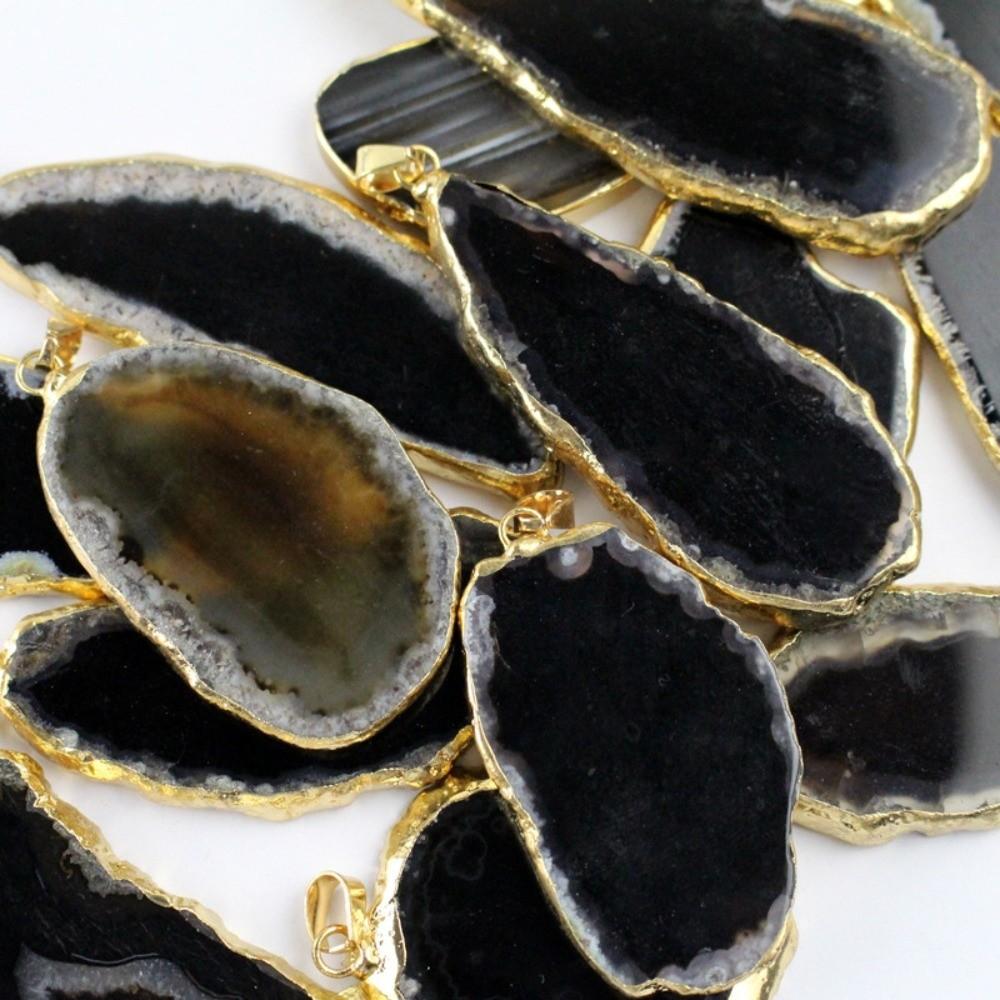 60*40mm Druzy Agate Pendant Handmade Polished Crystal Slice Irregular Agate Geode  Gift Giving