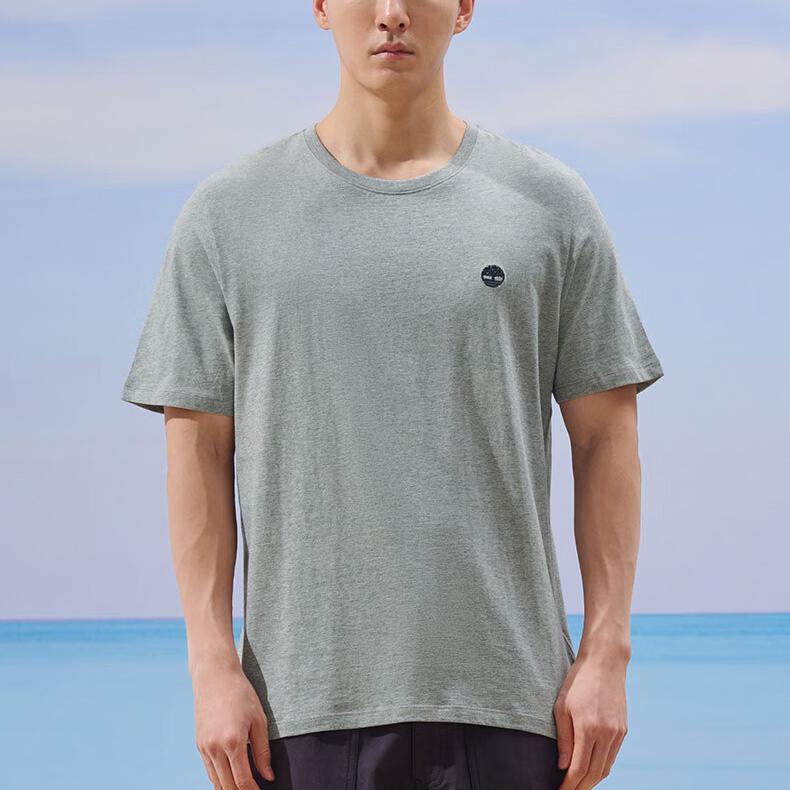 Timberland SS25 Soft Comfortable Breathable Outdoor Casual Crew Neck Short Sleeve T-Shirt Men T-Shirts Gray A6DKU-052