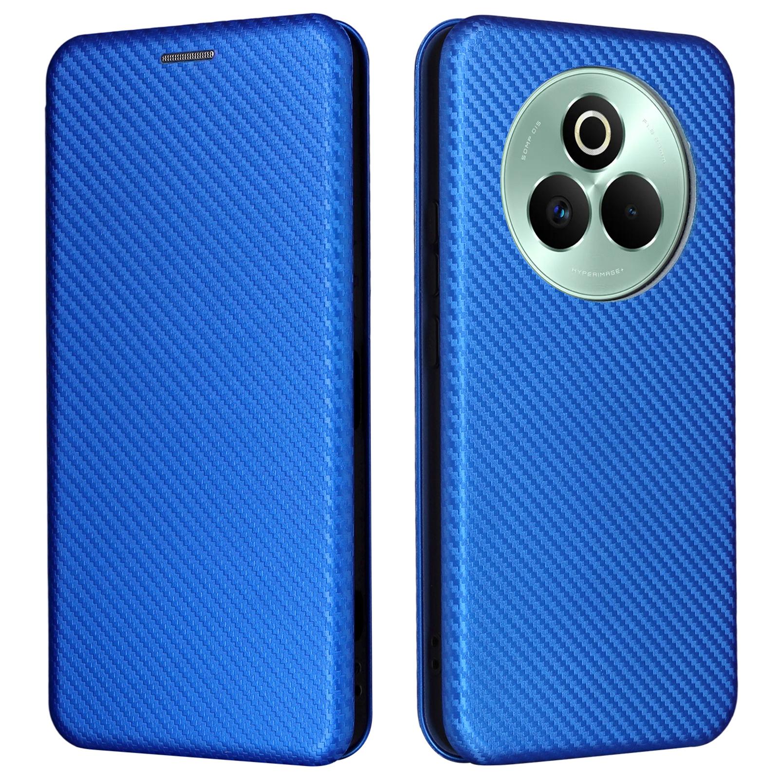 

For Realme P3 Pro 5G Case Carbon Fiber Texture Drop-Proof PU Leather Phone Cover Blue