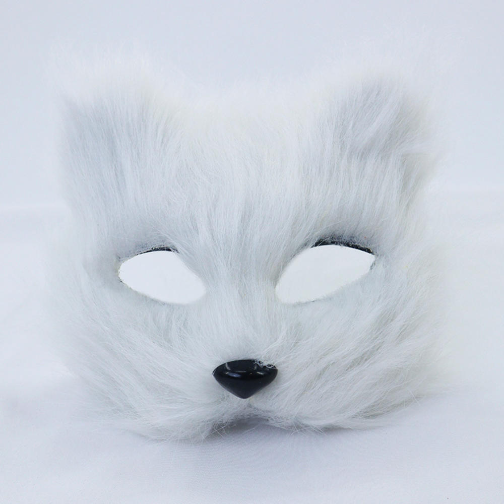 Plush Fox Cat Mask Trendy Animal Half Face Masks Costumes Prop for Halloween Christmas Masquerade Party Cosplay Props