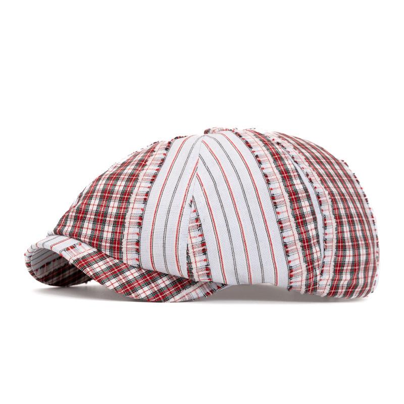 Color Block Cap Spring Summer Retro Beret British Newsboy Cap Forward Cap Outdoor Sun Hat