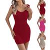 Women's Fashion Casual Color-Block Sexy V-Neck Slim-Fit Knitted Bodycon Dress