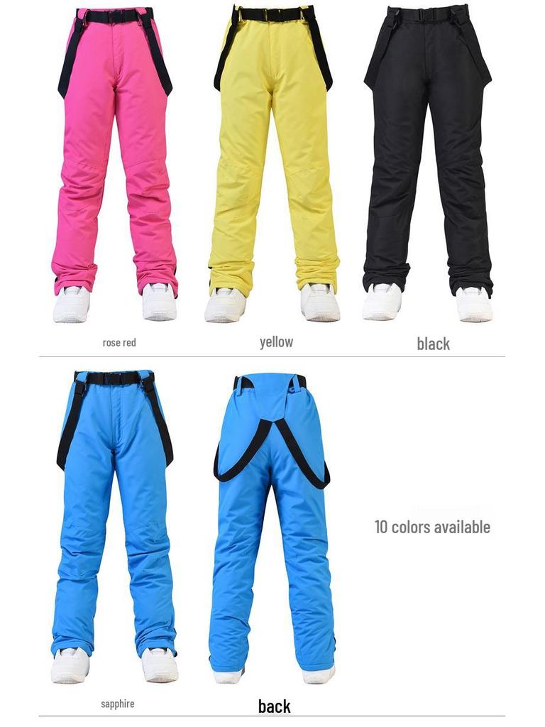 Unisex Ski Pants with Suspenders, Winter Windproof, Waterproof, and Insulated for Snowboarding and Skiing