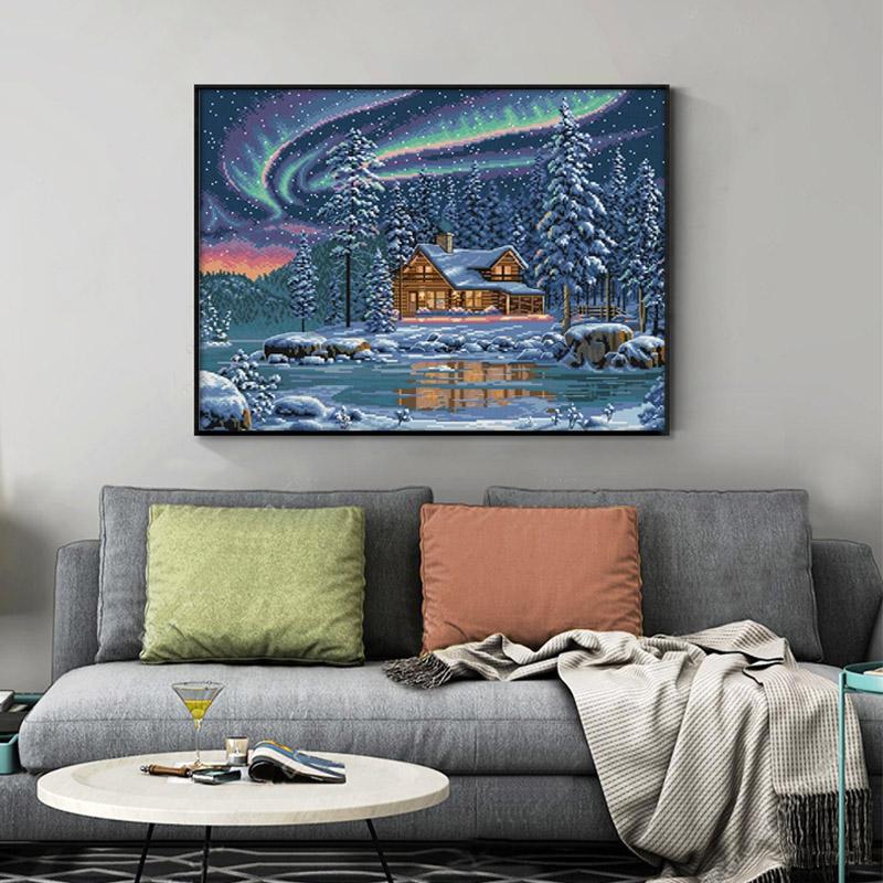 Kit Punto Croce Aurora Boreale Tessuto Non Stampato Set Ricamo Aghi 11 14CT Tela Pittura Decorazione Casa Fai da Te