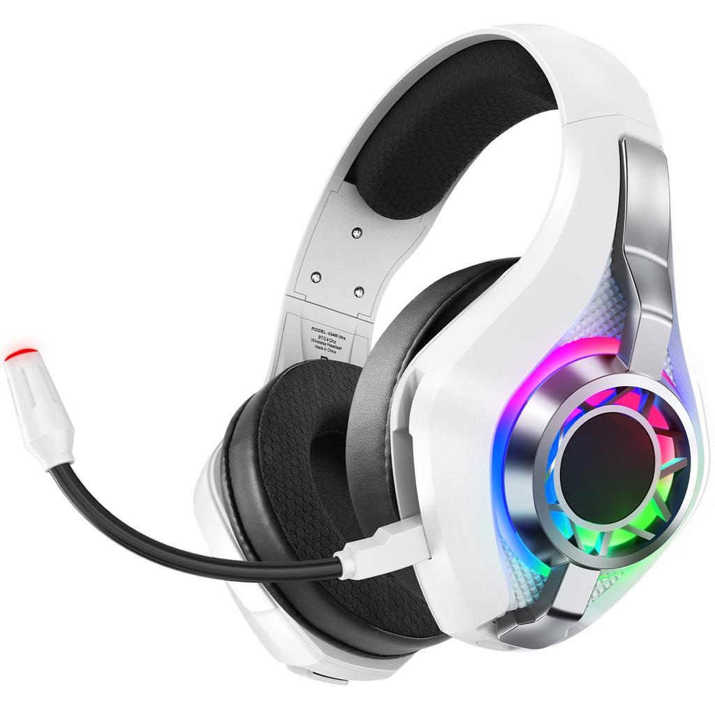 Wireless Gaming Hdset with 2.4GHz/ /Wired Modes, RGB Lighting Game Hdphones with Noise Canceling Mic, 7.1 Surround Sound, for PC, Game Console,