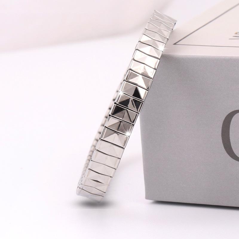 Titanium Steel Personality Jewelry Women 'S Fashion Special Rhombus Bracelet Stainless Steel Bracelet Elastic Bracelet 