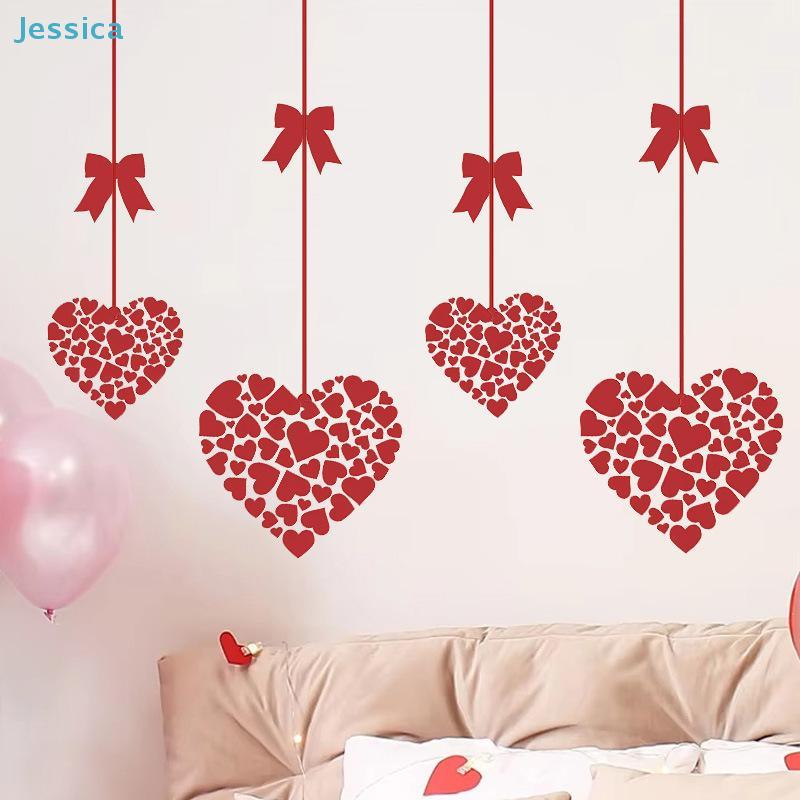 Red Heart Window Hanging Decorations - Valentine'S Dayparty Window Clings For Storefront Home  Events