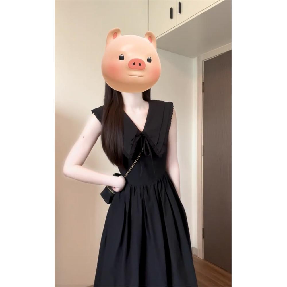 Black sleeveless dress children's casual summer new small waist dress