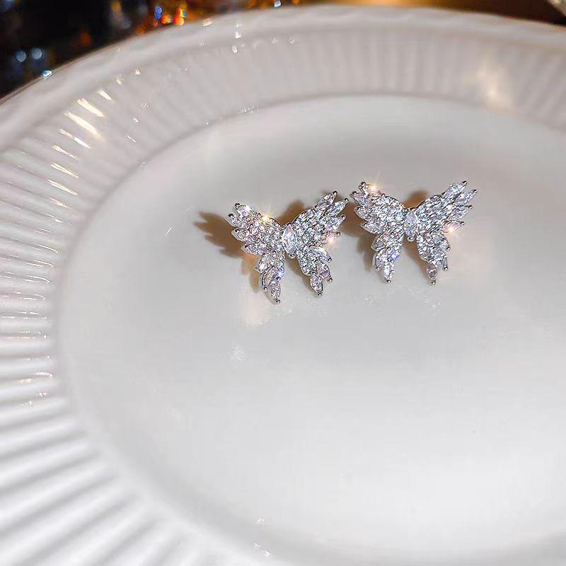 Elegant Zirconia Butterfly Stud Earrings - Ultra-Shiny, Luxurious & Versatile Accessories for Women