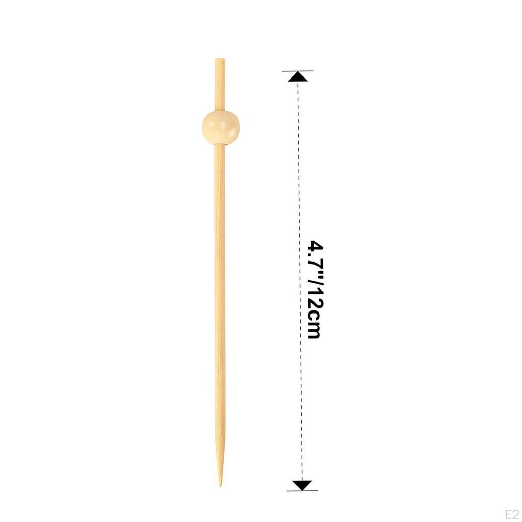 200Pcs Bamboo Cocktail Picks Skewers Ball Decorative Toothpick for Catering Event Burger Holiday