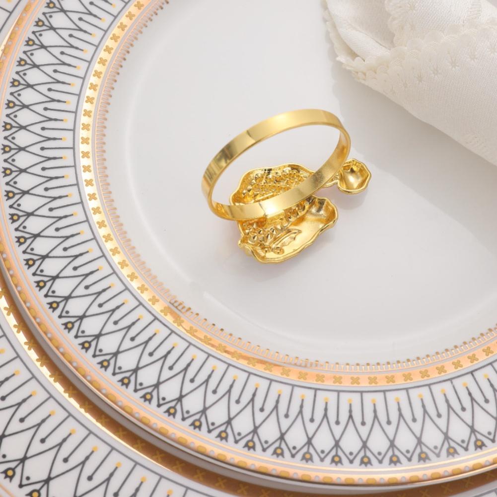 Zinc alloy Christmas napkin ring with diamond accent in Christmas hat shape suitable for festive table settings