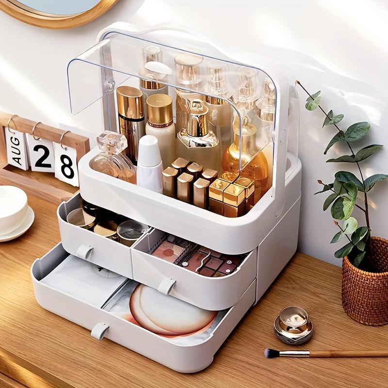 Cosmetic Organizer Countertop Organizer For Dresser With Lid And Drawer Countertop Waterproof And Dustproof Skin Care Organizer