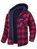 Men's Plaid Hooded Cotton Jacket: Thick, Long Sleeve, Loose-Fit for Autumn/Winter