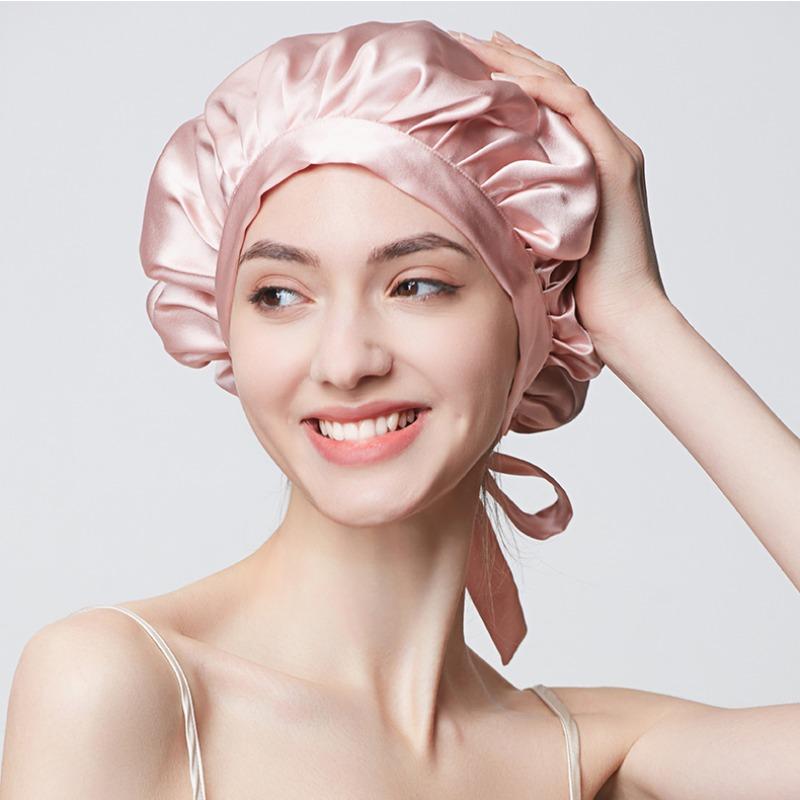 Bonnet de nuit en pure soie pour femmes Casquette de nuit en soie naturelle de luxe Bonnets de nuit Protection des cheveux Turban Head Wraps