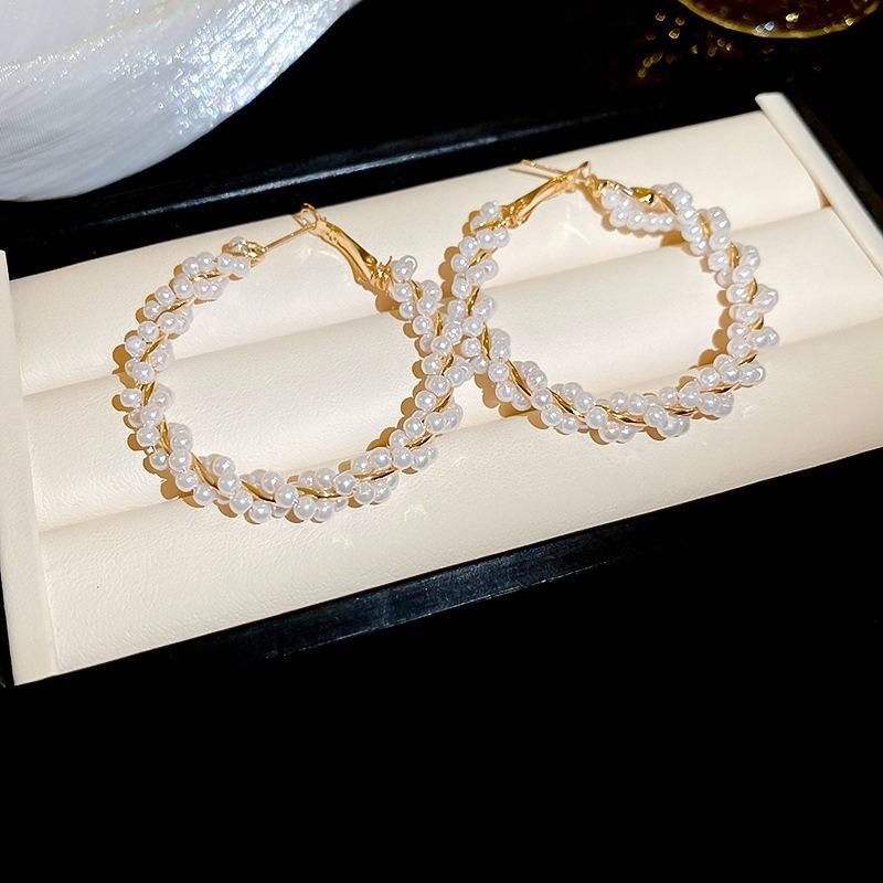 Real Gold Plated 925 Silver Needle Earrings, Natural Freshwater Pearl Flower Drop Earring, Elegant Floral Dangle Stud Earrings For Women Wedding Party