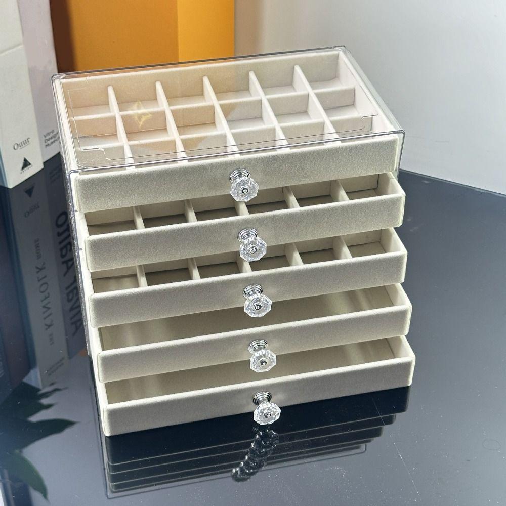 Transparent Drawer Storage Holder Large Capacity Jewelry Organizer Velvet Jewelry Box  Home Storage