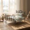 Bed with Bedding Vintage Miniature Metal Ornate Furniture for Collectors,