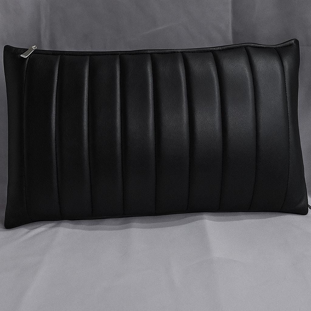 Real Lambskin Leather Cushion Cover Black