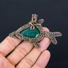 Lab-Created Emerald Gemstone Handmade Pure Copper Wire Wrapped Fish Pendant Jewelry
