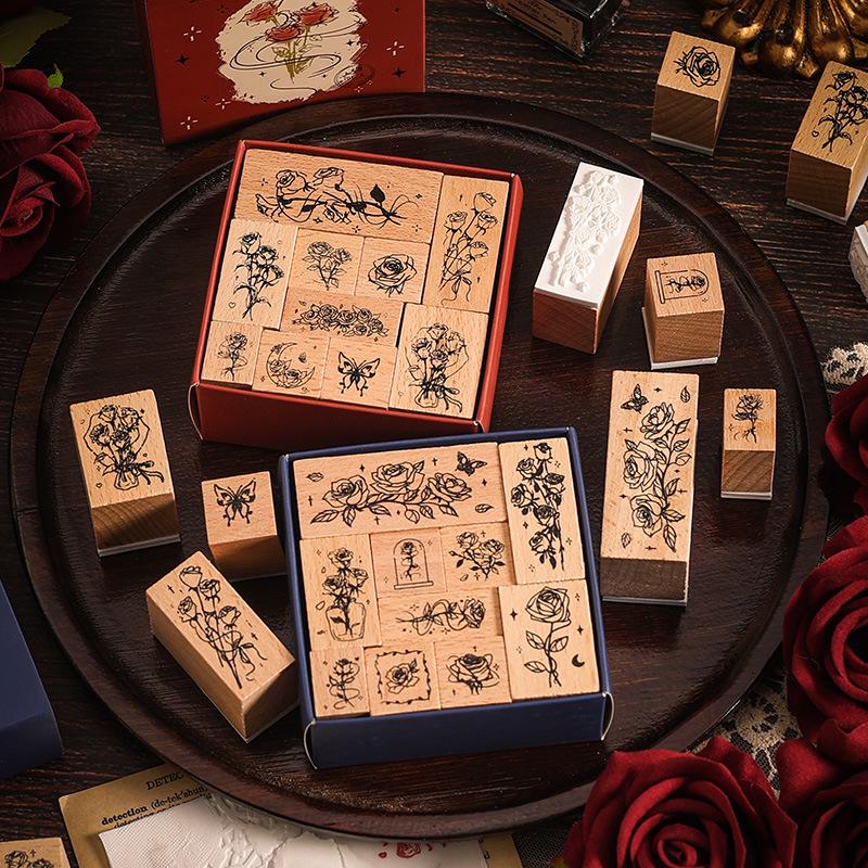 Rosewood Flower Stamp: Personalized Wooden Stamp Gift for Teachers and Students for Back-to-School Season