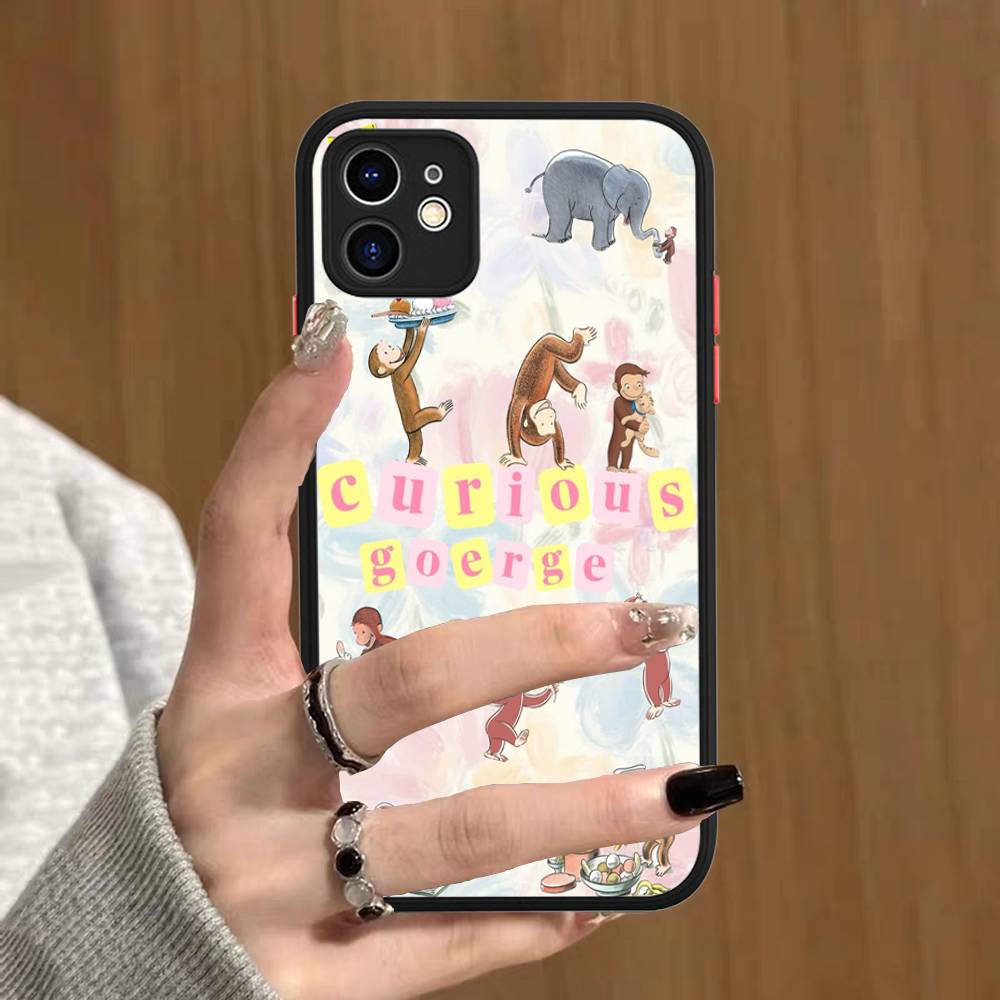 Lovely Curious G-George Monkey Phone Case For IPhone 16 15 14 Plus 15 13 12 11 Pro Max X XS MAX Matte Cover