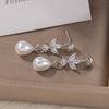 Korean New Luxury Fashion Flower Earrings for Women Shiny Leaf Zircon Imitation Pearl Drop Earring Bridal Wedding Jewelry Gifts