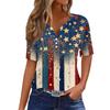 Women's T Shirt Tee Independence Day Printed Button Short Sleeve Tunic Daily Weekend Fashion Basic V- Neck Regular Top