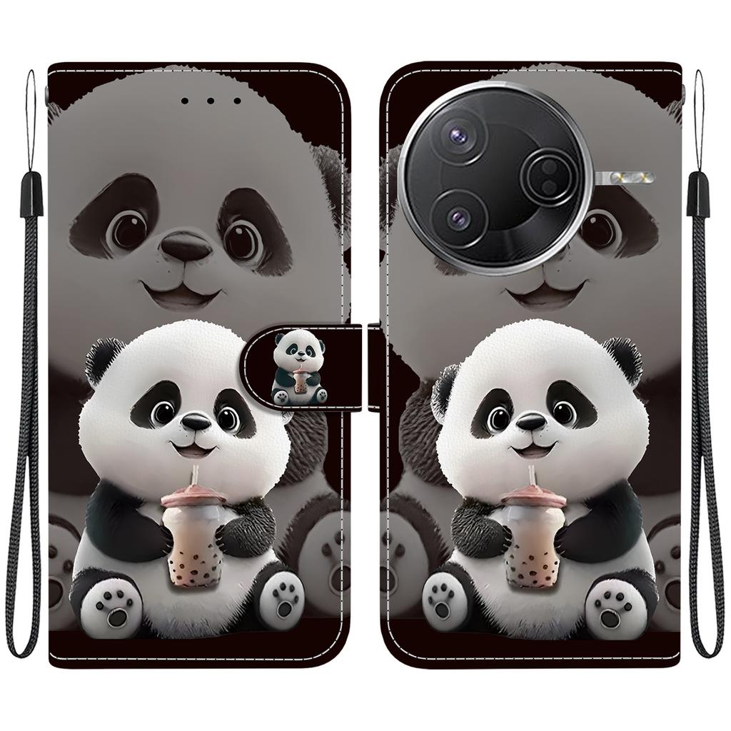 Handmade PU Leather Flip Case for Xiaomi Redmi K80 / K80 Pro Anti-Slip Shockproof Cover with Wrist Strap & Heart/Rose Cat Designs