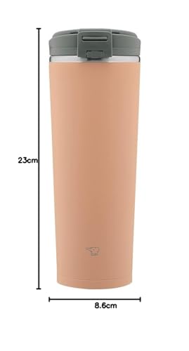 Zojirushi 400ml Portable Water Bottle with Seamless Cap, Easy-to-Wash Cap, 2 Wash Points, Insulated, Cinnamon Beige, SX-KA40-CM