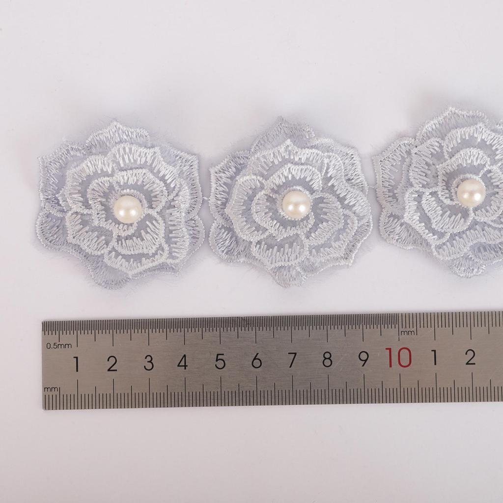 Handmade White Lace Skirt with Heart and Bead Embellishments and Embroidered Flower Accents